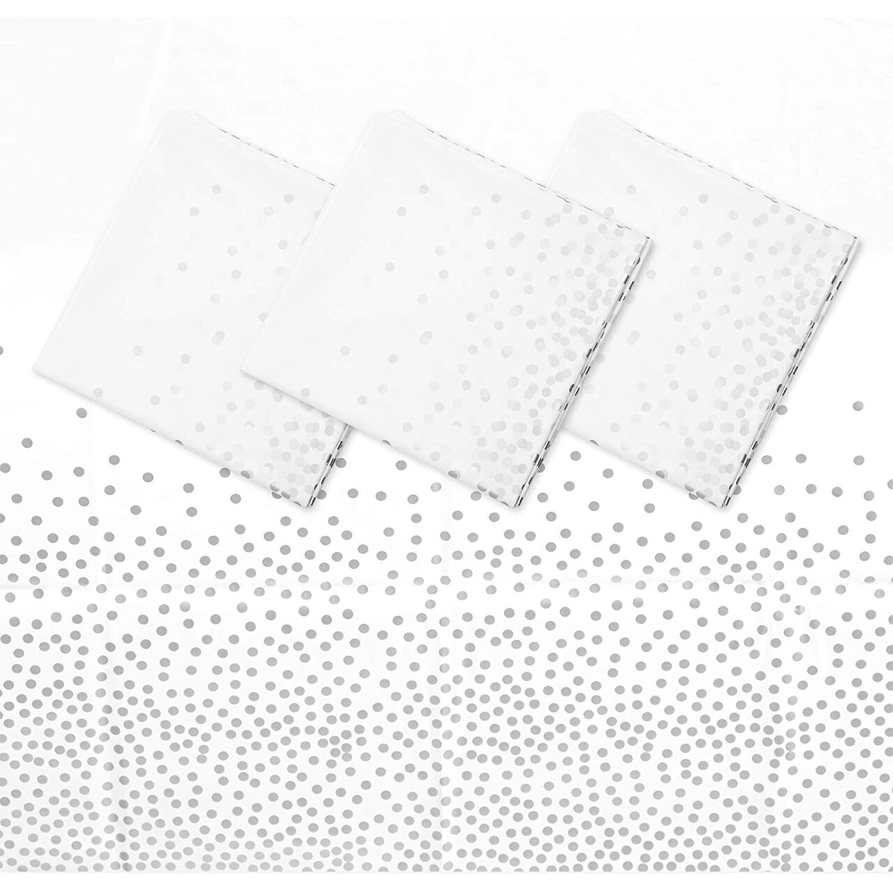 Polka Dot Tablecloth, Plastic Table Covers (54 x 108 in, 3 Pack)